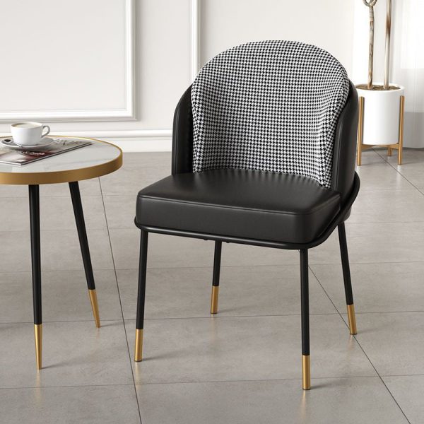 Modern Luxury Square Upholstered Curved Backrest Leather Fabric Iron Dining Chair For Dining Room - Image 17