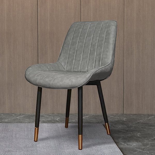 Modern Luxury Square Curved Leather Metal Dining Chair Backrest Armless For Dining Room - Image 23