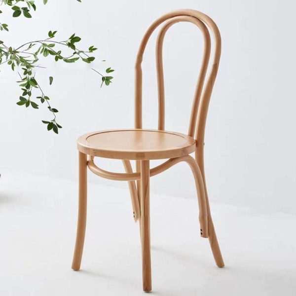 Traditional Vintage Curved Frame Solid Wood Wicker Dining Chair Backrest For Dining Room - Image 23