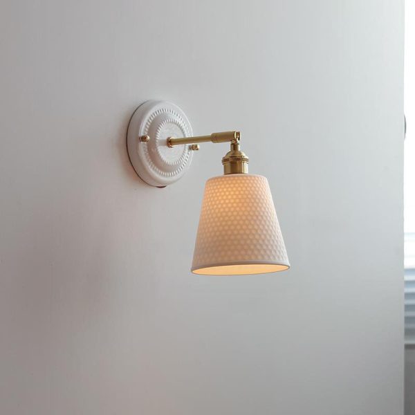 Vintage Japanese Ceramic Brass 1-Light Wall Sconce Lamp - Image 12