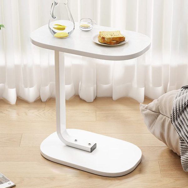 Traditional Vintage Wood Grain Density Board Top C-Shaped Side Table For Living Room - Image 12