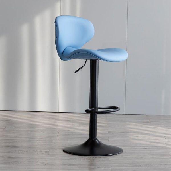 Contemporary Simplicity Curved PU Leather Liftable Swivel Bar Stool Backrest Footrest For Dining Room - Image 17