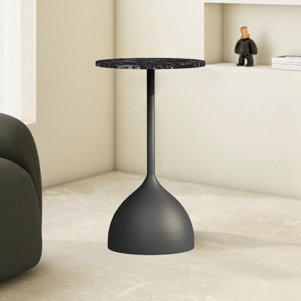 Modern Minimalist Round Iron Marble End Table For Living Room - Image 5
