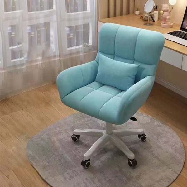 Contemporary Nordic Square Velvet Upholstered Swivel Desk Chair Height Adjustable Backrest Armrest For Home Office - Image 4