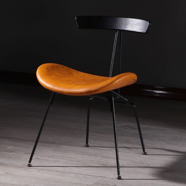 Contemporary Luxury PU Leather Upholstered Metal Legs Curved Dining Chair Backrest For Dining Room - Image 15