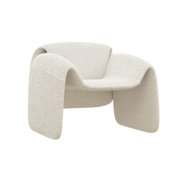 Modern Minimalist Trapezoid Back Plywood Leather Lambswool Accent Chair Backrest Armrest For Living Room - Image 28
