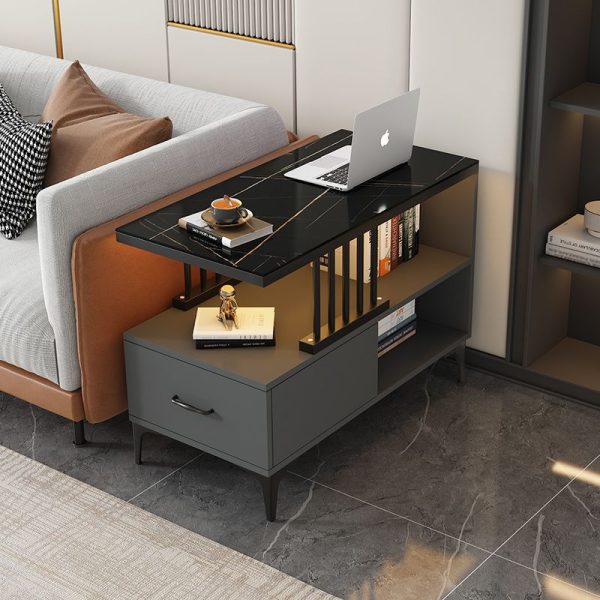 Contemporary Simplicity Rectangular Glass Top End Table 2-Tier Cabinet For Living Room - Image 14