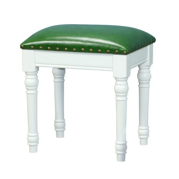 Contemporary Scandinavian Square Linen Leather Solid Wood Vanity Stool Backless Armless For Bedroom - Image 21