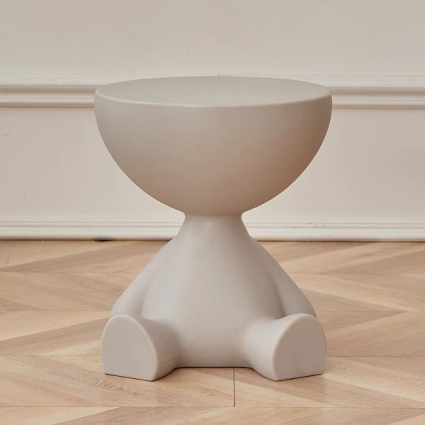 Contemporary Scandinavian Round PE Cartoon Bear Base End Table For Living Room - Image 12