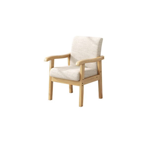 Modern Minimalist Square Upholstered Cotton Linen Fabric Solid Wood Chair For Living Room - Image 18