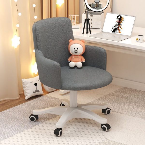Modern Minimalist Fabric Velvet Carbon Steel Sponge Round Rotatable Desk Chair Backrest Armrest For Home Office - Image 3