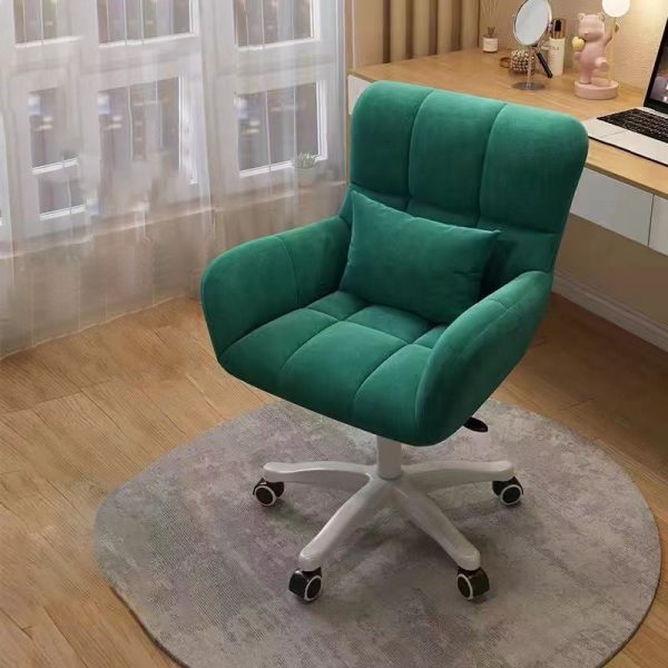 Contemporary Nordic Square Velvet Upholstered Swivel Desk Chair Height Adjustable Backrest Armrest For Home Office - Image 17