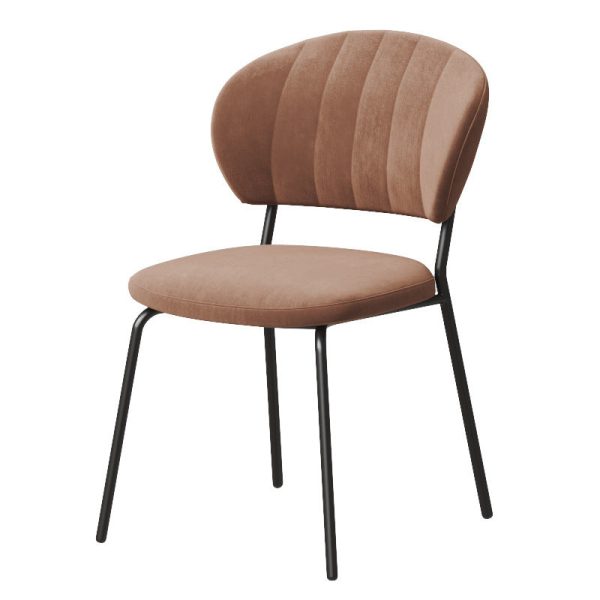 Contemporary Nordic Round Cotton Linen Upholstered Dining Chair Backrest For Dining Room - Image 14