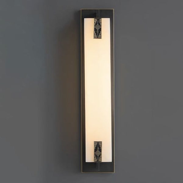 Modern Transitional Rectangular Copper Marble LED Outdoor Wall Sconce Lamp For Outdoor Patio - Image 23