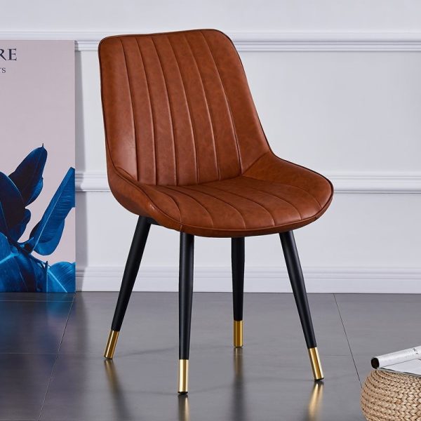 Modern Luxury Square Curved Leather Metal Dining Chair Backrest Armless For Dining Room - Image 20