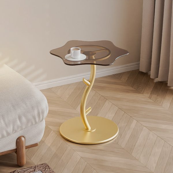 Contemporary Creative Clouds Rock Slab Tempered Glass End Table 1-Tier For Bedroom - Image 8