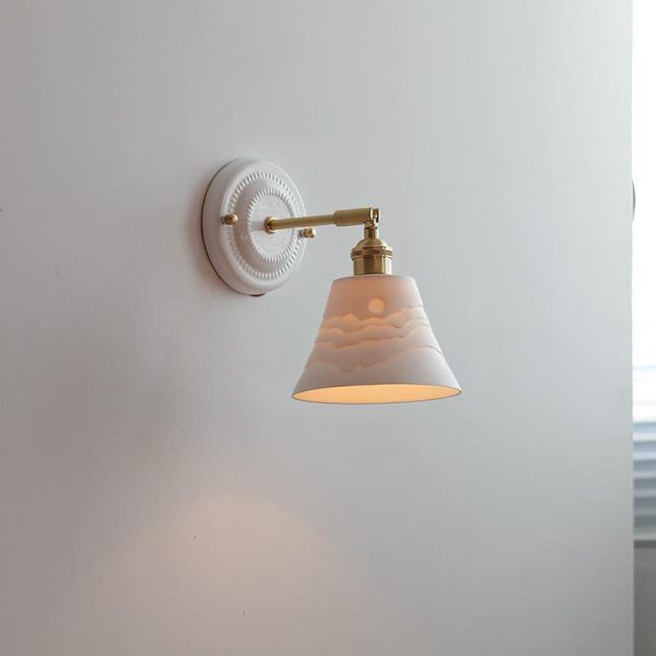 Vintage Japanese Ceramic Brass 1-Light Wall Sconce Lamp - Image 13