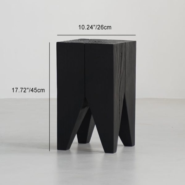 Traditional Japanese Wabi-sabi Wood Geometric Design End Table For Living Room - Image 35