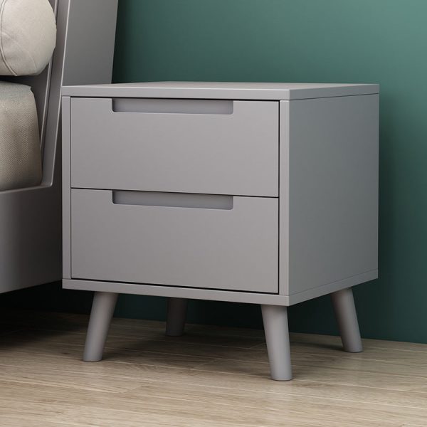 Contemporary Nordic Rectangular Solid Wood Nightstand 1/2 Drawer For Bedroom - Image 20