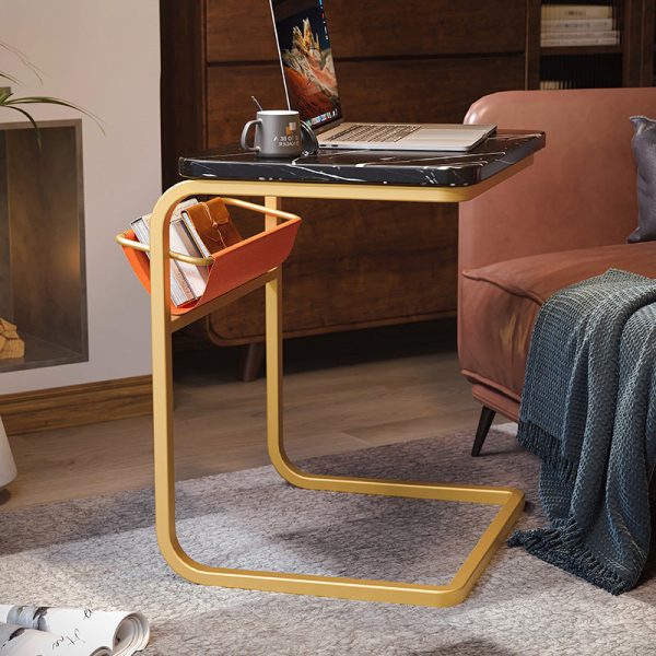 Modern Minimalist Rectangular C-Shape Plank Stainless Steel End Table For Living Room - Image 13
