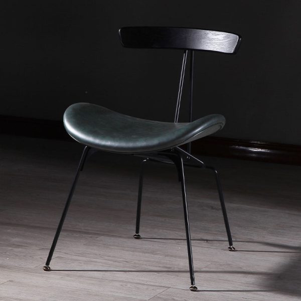 Contemporary Luxury PU Leather Upholstered Metal Legs Curved Dining Chair Backrest For Dining Room - Image 16