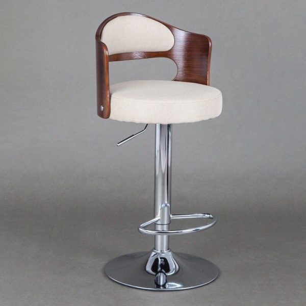 Contemporary Simplicity Round Faux Leather Upholstered Adjustable Height Swivel Bar Stool Low Back Footrest For Dining Room - Image 11