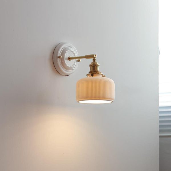 Vintage Japanese Ceramic Brass 1-Light Wall Sconce Lamp - Image 14