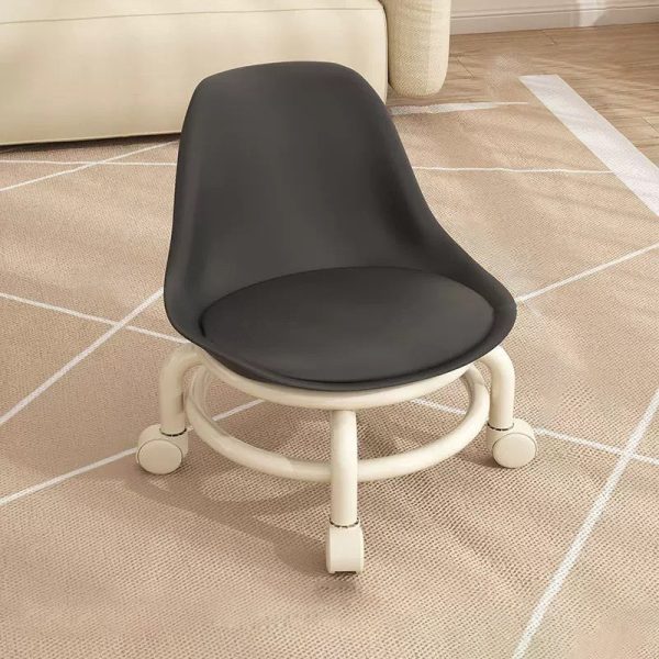 Contemporary Creative Round Acrylic Double-Pedestal Caster Swivel Footstool Backrest For Living Room - Image 14
