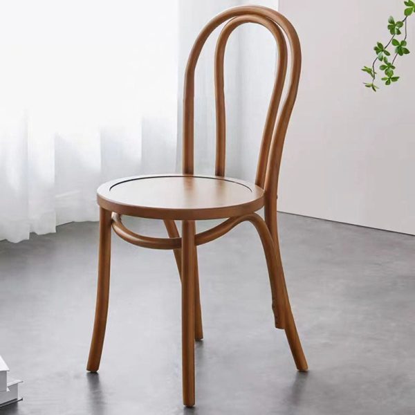 Traditional Vintage Curved Frame Solid Wood Wicker Dining Chair Backrest For Dining Room - Image 24