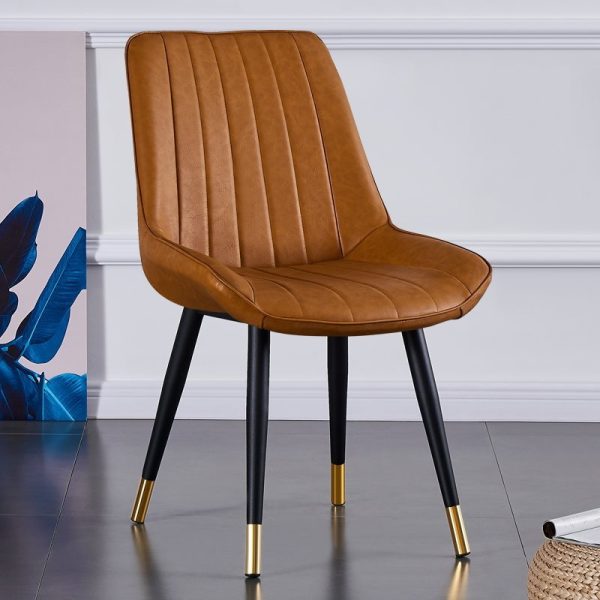 Modern Luxury Square Curved Leather Metal Dining Chair Backrest Armless For Dining Room - Image 21