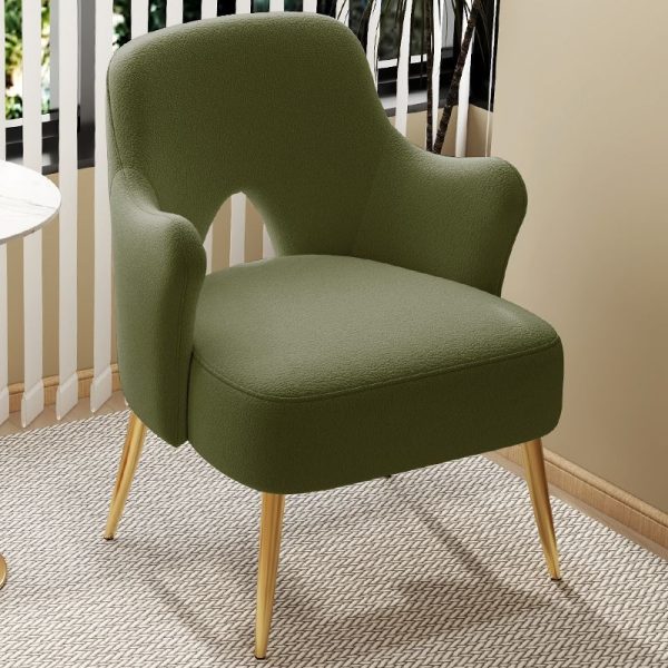 Modern Minimalist Curved Back Solid Wood Sponge Metal Accent Chair Backrest Armrest For Living Room - Image 18