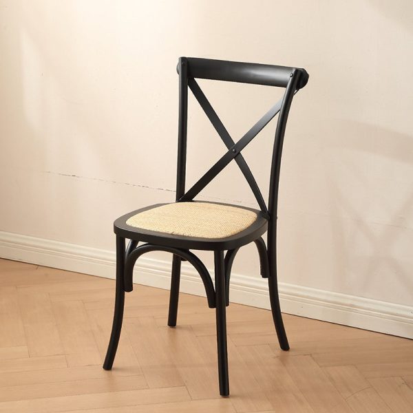 Traditional Rustic Weaving Rattan Wood Sponge Round Rectangular Dining Chair Backrest For Dining Room - Image 21