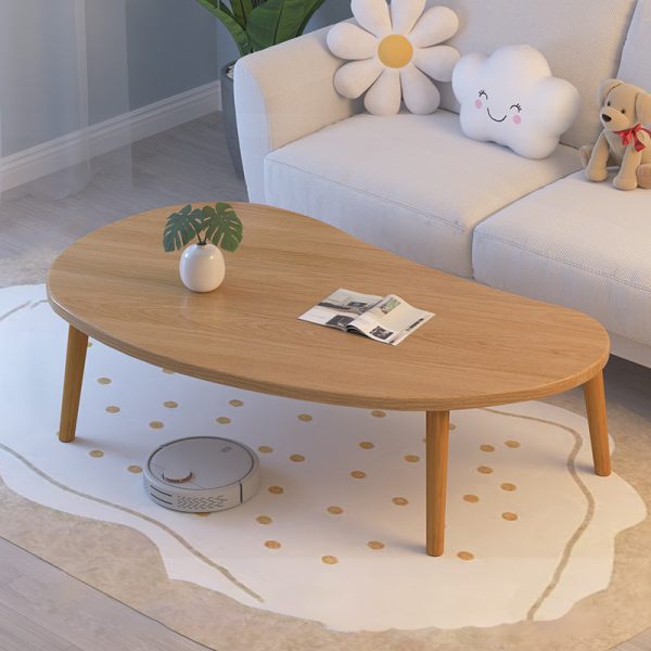 Modern Minimalist Curved Oval Density Board Wood End Table 1-Tier For Living Room - Image 10