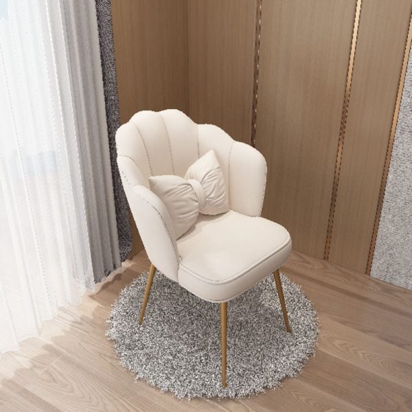 Contemporary Creative Petal Butterfly Knot Square Velvet Metal Vanity Stool Backrest Armless For Bedroom - Image 10