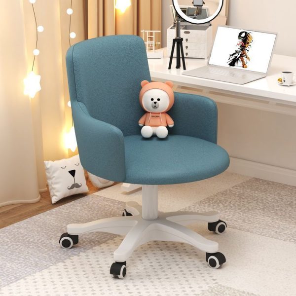 Modern Minimalist Fabric Velvet Carbon Steel Sponge Round Rotatable Desk Chair Backrest Armrest For Home Office - Image 15