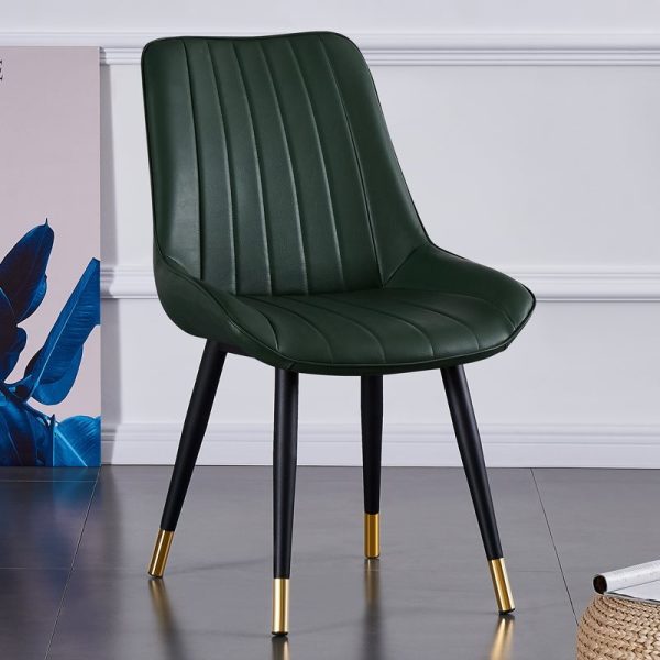 Modern Luxury Square Curved Leather Metal Dining Chair Backrest Armless For Dining Room - Image 17