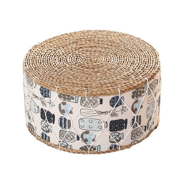 Contemporary Creative Round Cattail Fabric Low Stool For Living Room - Image 18