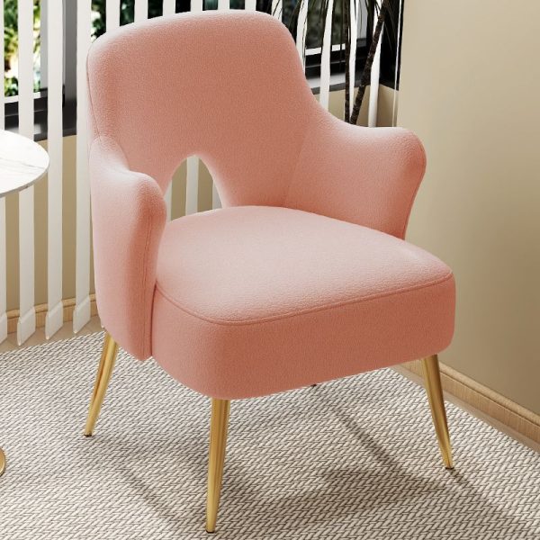 Modern Minimalist Curved Back Solid Wood Sponge Metal Accent Chair Backrest Armrest For Living Room - Image 19