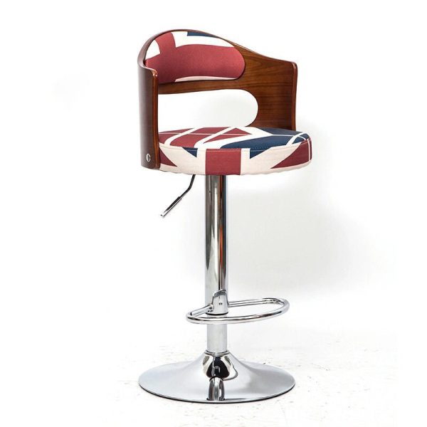 Contemporary Simplicity Round Faux Leather Upholstered Adjustable Height Swivel Bar Stool Low Back Footrest For Dining Room - Image 19