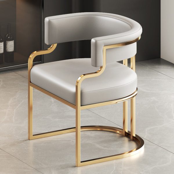 Traditional Luxury U-Shape Metal Leather Dining Chair Backrest Armrest for Dining Room - Image 16