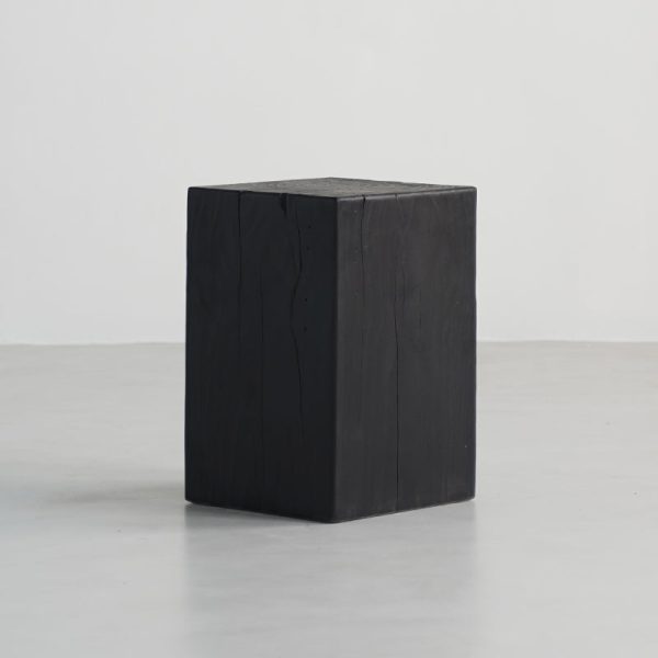 Traditional Japanese Wabi-sabi Wood Geometric Design End Table For Living Room - Image 14