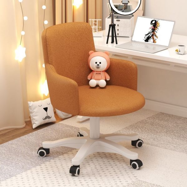 Modern Minimalist Fabric Velvet Carbon Steel Sponge Round Rotatable Desk Chair Backrest Armrest For Home Office - Image 4