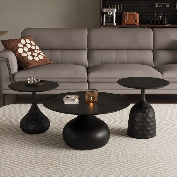 Traditional Vintage Round Orb Solid Wood Carbon Steel End Table 1-Tier For Living Room - Image 2