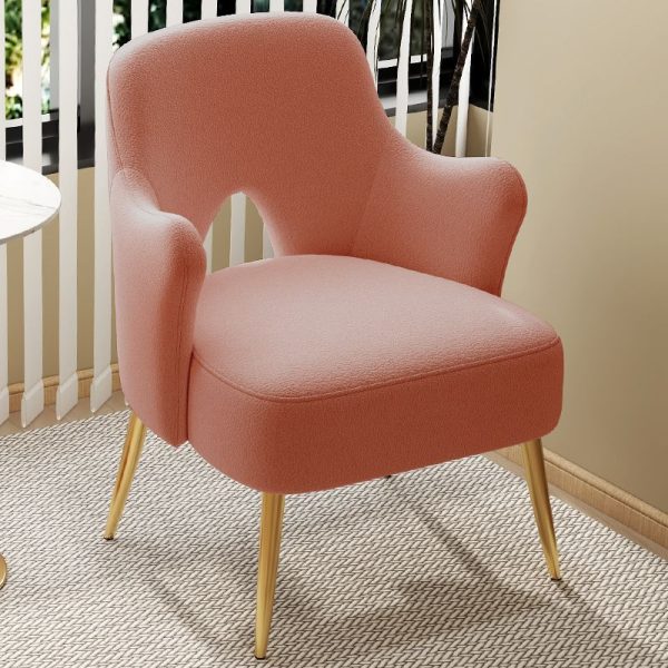 Modern Minimalist Curved Back Solid Wood Sponge Metal Accent Chair Backrest Armrest For Living Room - Image 20