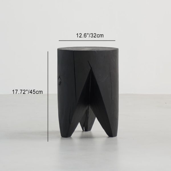 Traditional Japanese Wabi-sabi Wood Geometric Design End Table For Living Room - Image 38