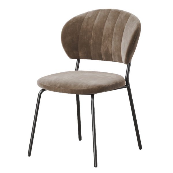 Contemporary Nordic Round Cotton Linen Upholstered Dining Chair Backrest For Dining Room - Image 17