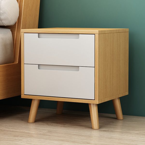 Contemporary Nordic Rectangular Solid Wood Nightstand 1/2 Drawer For Bedroom - Image 23