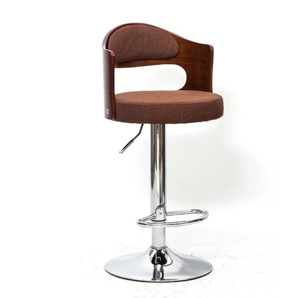 Contemporary Simplicity Round Faux Leather Upholstered Adjustable Height Swivel Bar Stool Low Back Footrest For Dining Room - Image 20