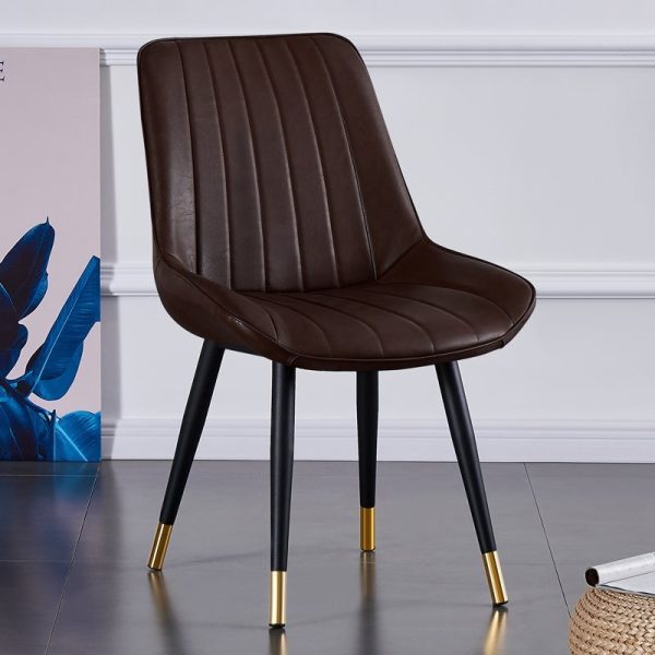 Modern Luxury Square Curved Leather Metal Dining Chair Backrest Armless For Dining Room - Image 19
