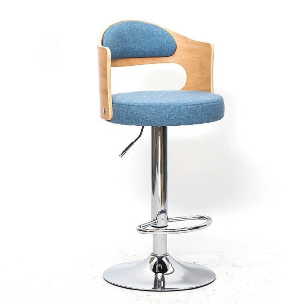 Contemporary Simplicity Round Faux Leather Upholstered Adjustable Height Swivel Bar Stool Low Back Footrest For Dining Room - Image 21